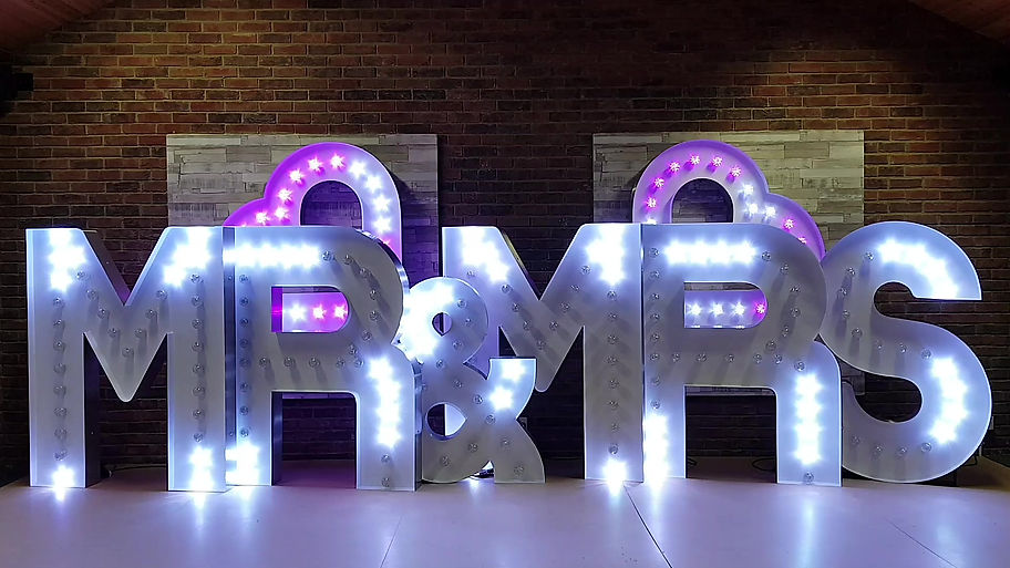 KMS Hire's 5ft Tall RGB Colour Changing MR & MRS light up letters